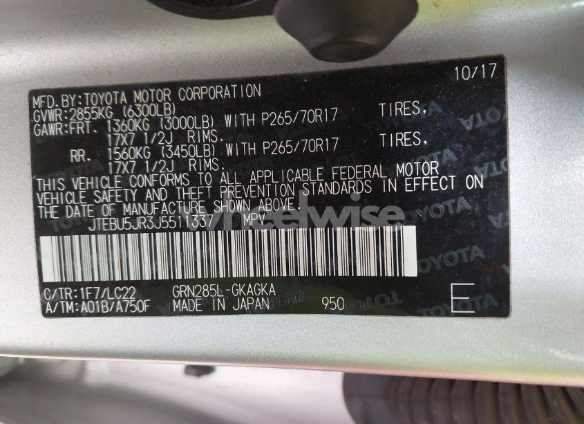 Photo 9 of 2018 Toyota 4runner TRD OFF ROAD PREMIUM (VIN JTEBU5JR3J5511337)