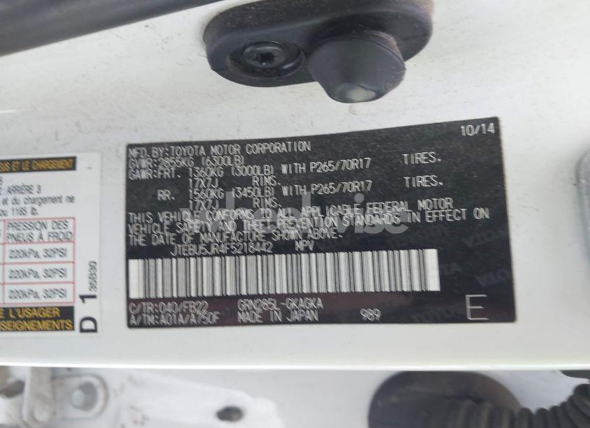 Photo 9 of 2015 Toyota 4runner SR5 (VIN JTEBU5JR4F5218442)