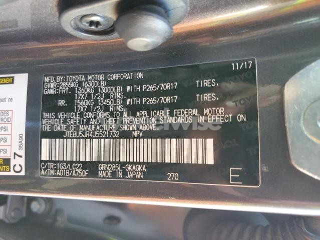 Photo 12 of 2018 TOYOTA 4RUNNER SR5/SR5 PREMIUM (VIN JTEBU5JR4J5521732)