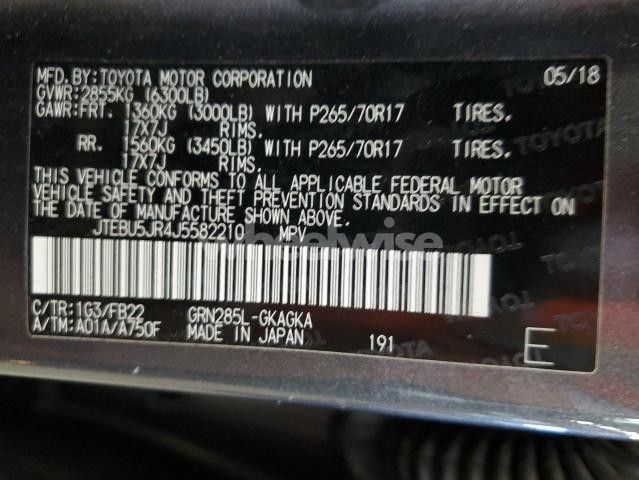 Photo 13 of 2018 TOYOTA 4RUNNER SR5/SR5 PREMIUM (VIN JTEBU5JR4J5582210)