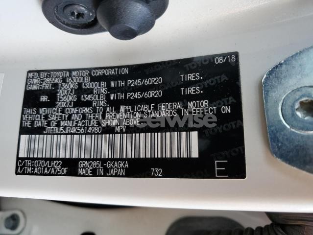 Photo 7 of 2019 TOYOTA 4RUNNER SR5/SR5 PREMIUM (VIN JTEBU5JR4K5614980)