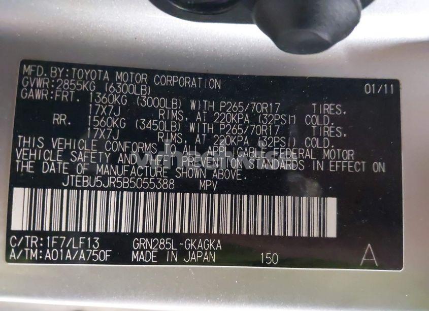 Photo 9 of 2011 Toyota 4runner SR5 V6 (VIN JTEBU5JR5B5055388)