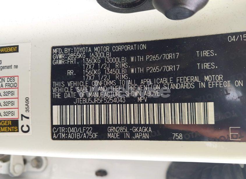 Photo 9 of 2015 Toyota 4runner TRD PRO (VIN JTEBU5JR5F5254043)