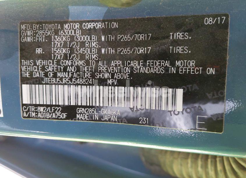 Photo 9 of 2018 Toyota 4runner TRD PRO (VIN JTEBU5JR5J5488241)