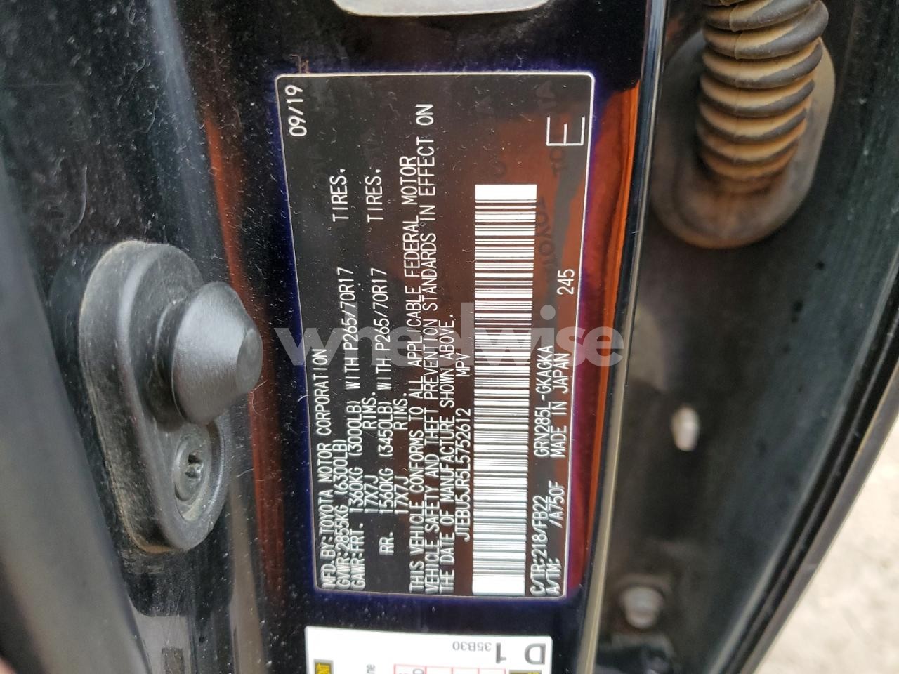 Photo 13 of 2020 TOYOTA 4RUNNER SR5/SR5 PREMIUM (VIN JTEBU5JR5L5752612)