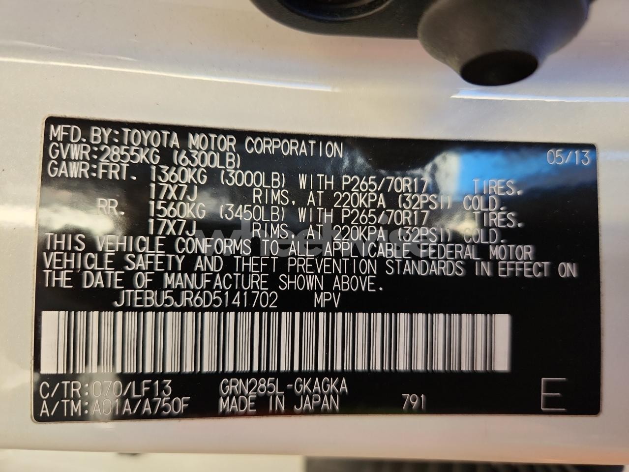 Photo 13 of 2013 TOYOTA 4RUNNER SR5 (VIN JTEBU5JR6D5141702)