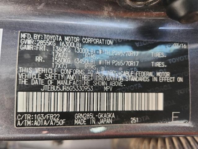 Photo 13 of 2016 TOYOTA 4RUNNER SR5/SR5 PREMIUM (VIN JTEBU5JR6G5330953)