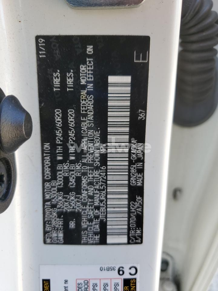 Photo 13 of 2020 TOYOTA 4RUNNER SR5/SR5 PREMIUM (VIN JTEBU5JR6L5772416)