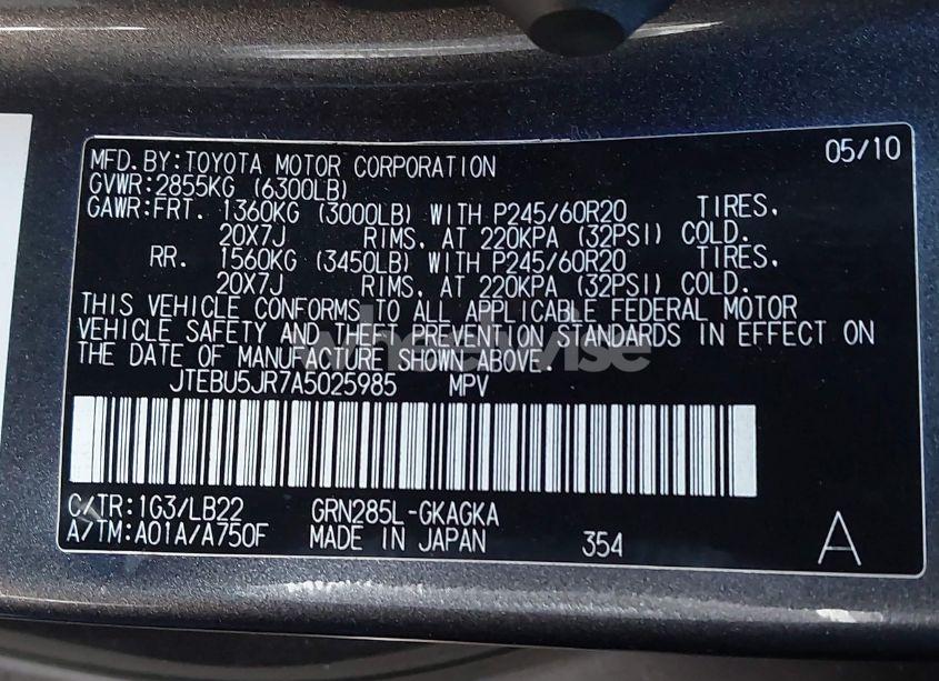 Photo 9 of 2010 Toyota 4runner LIMITED V6 (VIN JTEBU5JR7A5025985)