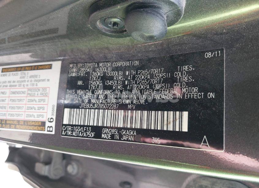 Photo 9 of 2011 Toyota 4runner SR5 V6 (VIN JTEBU5JR7B5072287)