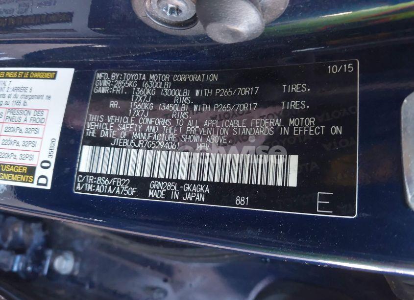 Photo 9 of 2016 Toyota 4runner SR5 (VIN JTEBU5JR7G5294061)