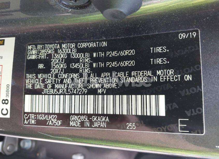 Photo 9 of 2020 Toyota 4runner NIGHTSHADE SPECIAL EDITION (VIN JTEBU5JR7L5747279)