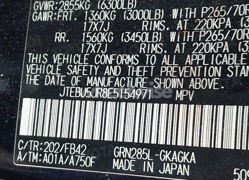 Photo 9 of 2014 Toyota 4runner SR5 (VIN JTEBU5JR8E5154971)