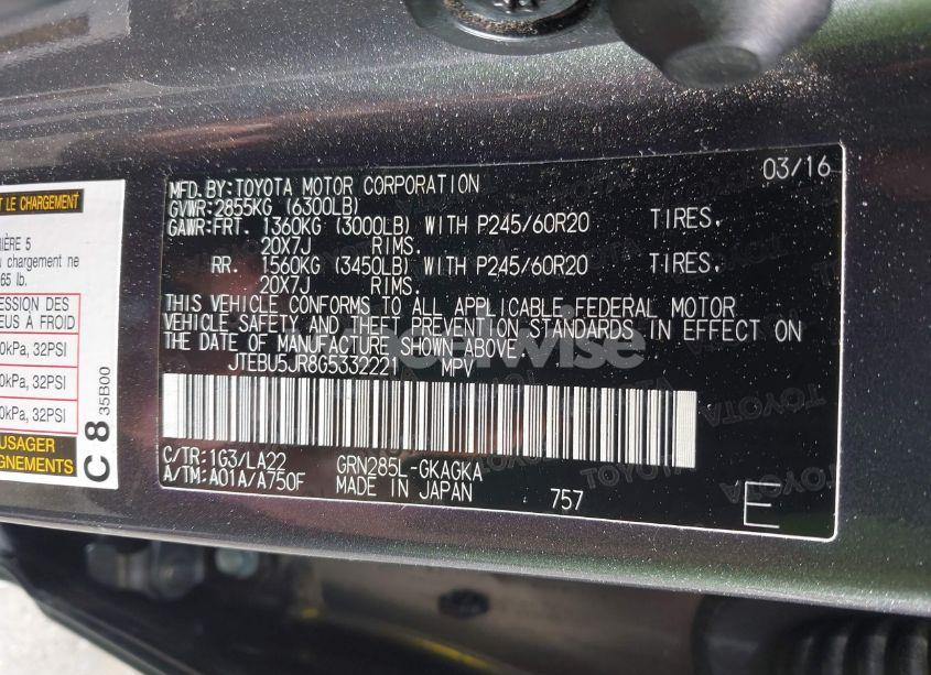 Photo 9 of 2016 Toyota 4runner LIMITED (VIN JTEBU5JR8G5332221)