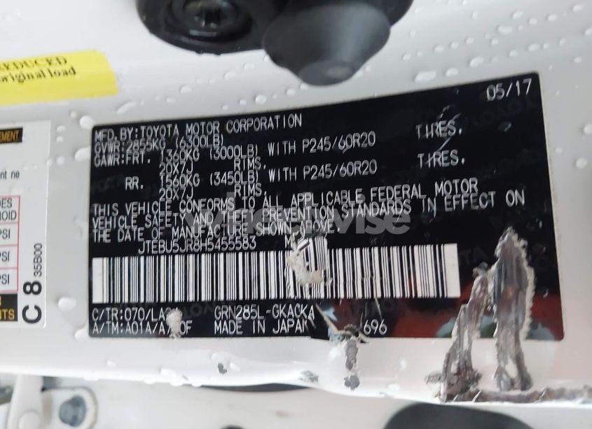 Photo 9 of 2017 Toyota 4runner LIMITED (VIN JTEBU5JR8H5455583)