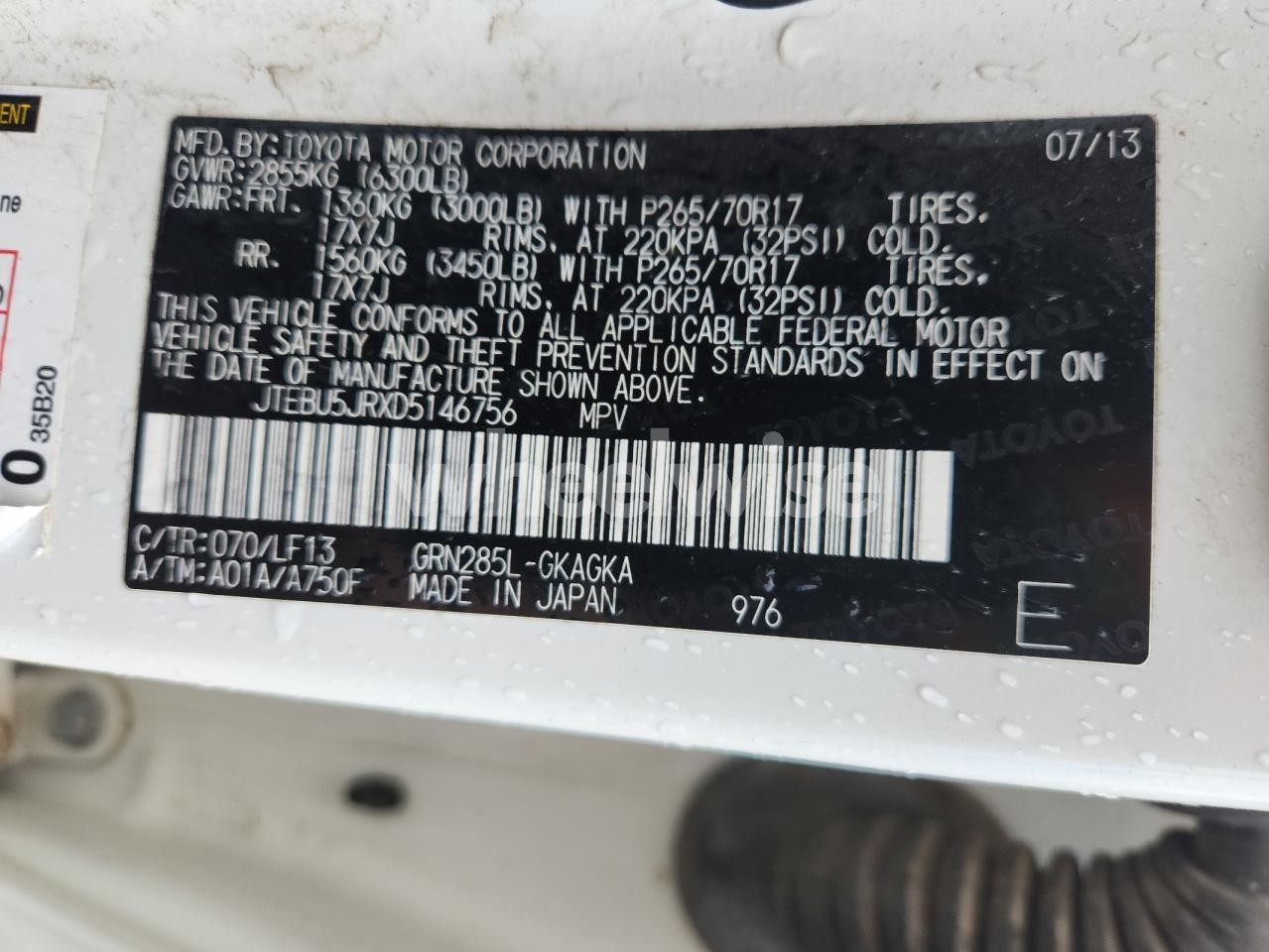 Photo 13 of 2013 TOYOTA 4RUNNER SR5 (VIN JTEBU5JRXD5146756)