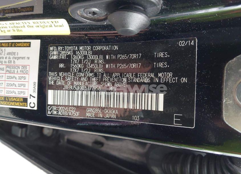 Photo 9 of 2014 Toyota 4runner TRAIL PREMIUM (VIN JTEBU5JRXE5177958)