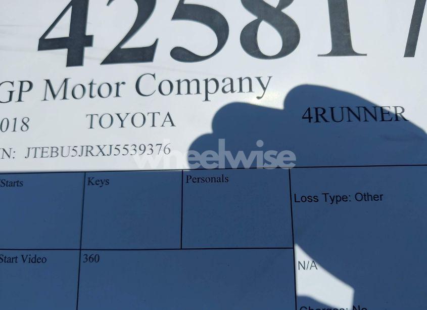 Photo 9 of 2018 Toyota 4runner TRD OFF ROAD (VIN JTEBU5JRXJ5539376)