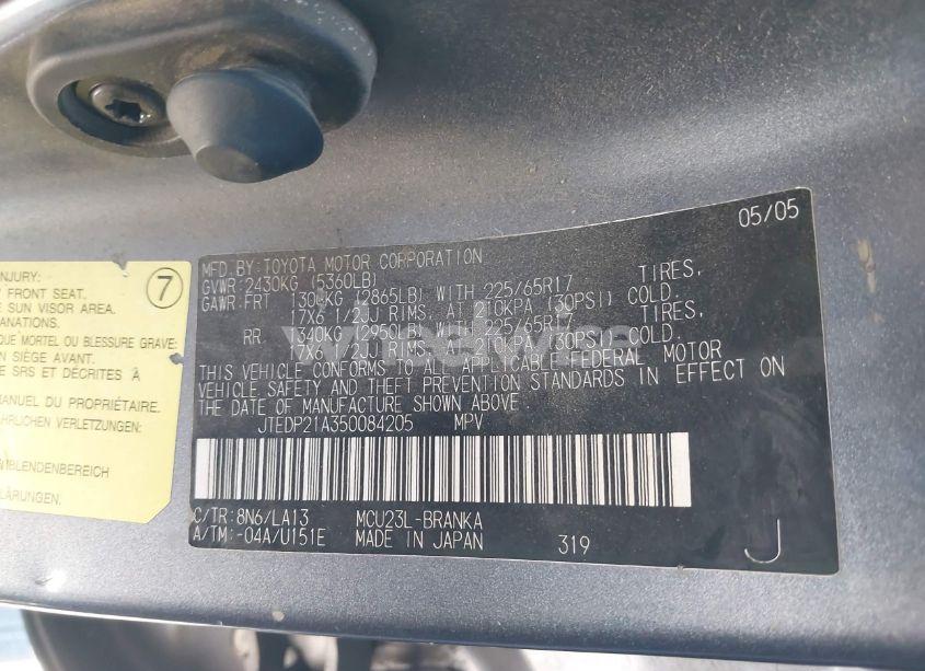 Photo 9 of 2005 Toyota Highlander LIMITED V6 (VIN JTEDP21A350084205)