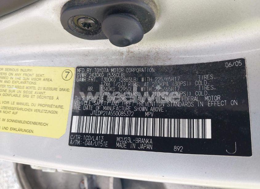 Photo 9 of 2005 Toyota Highlander LIMITED V6 (VIN JTEDP21A550085372)