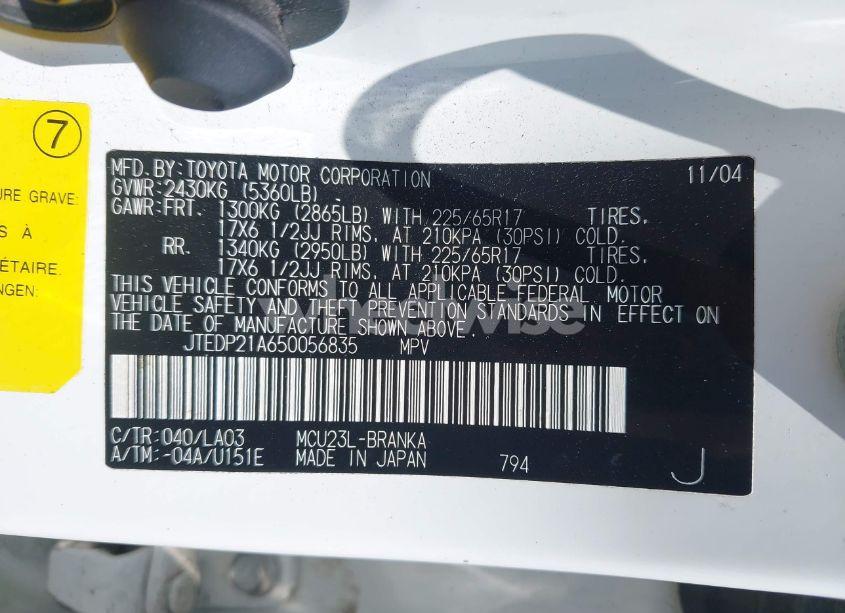 Photo 9 of 2005 Toyota Highlander LIMITED V6 (VIN JTEDP21A650056835)