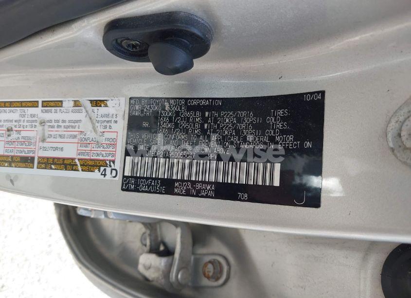 Photo 9 of 2005 Toyota Highlander V6 (VIN JTEDP21A950055047)