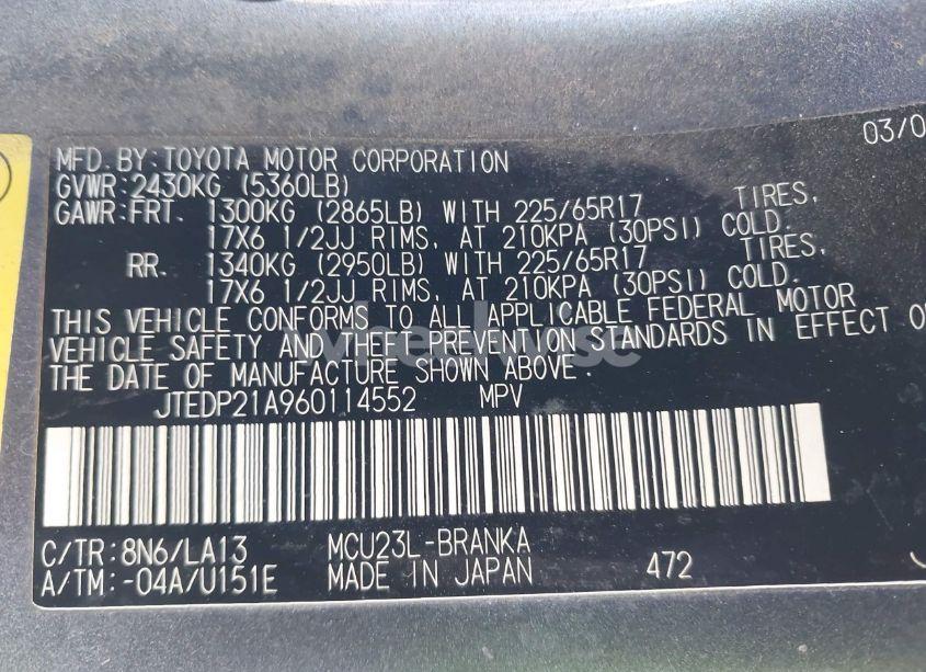 Photo 9 of 2006 Toyota Highlander LIMITED V6 (VIN JTEDP21A960114552)