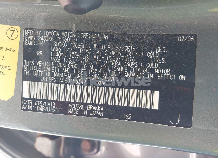 Photo 9 of 2006 Toyota Highlander V6 (VIN JTEEP21A060186342)