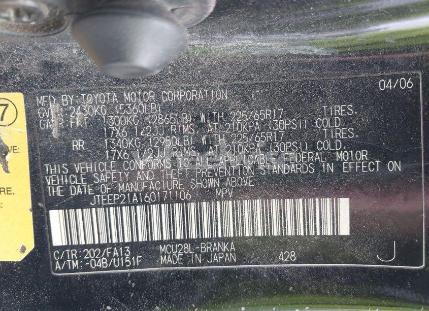 Photo 9 of 2006 Toyota Highlander SPORT V6 (VIN JTEEP21A160171106)