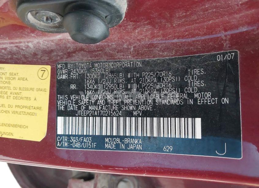 Photo 9 of 2007 Toyota Highlander V6 (VIN JTEEP21A170215624)