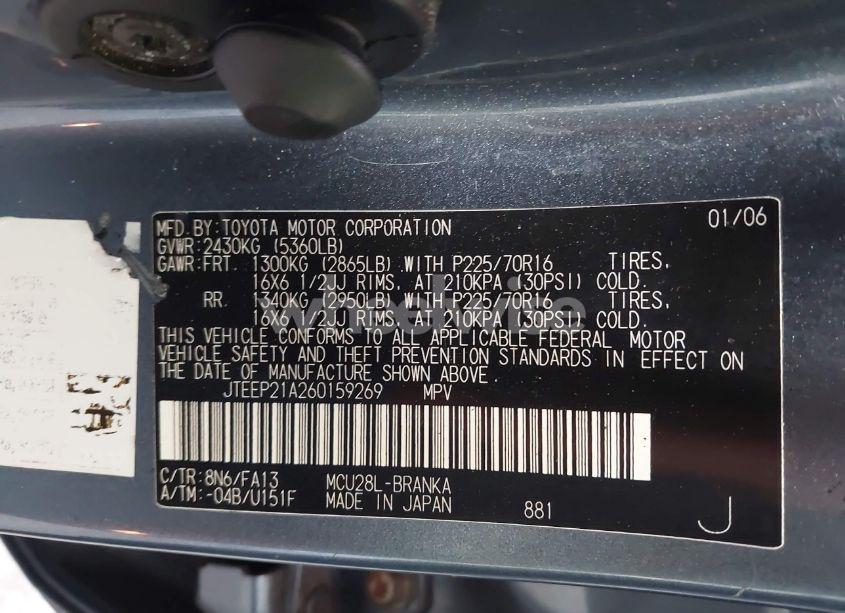Photo 9 of 2006 Toyota Highlander V6 (VIN JTEEP21A260159269)