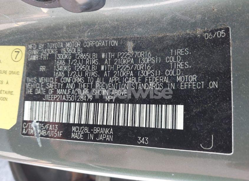 Photo 9 of 2005 Toyota Highlander V6 (VIN JTEEP21A350128479)