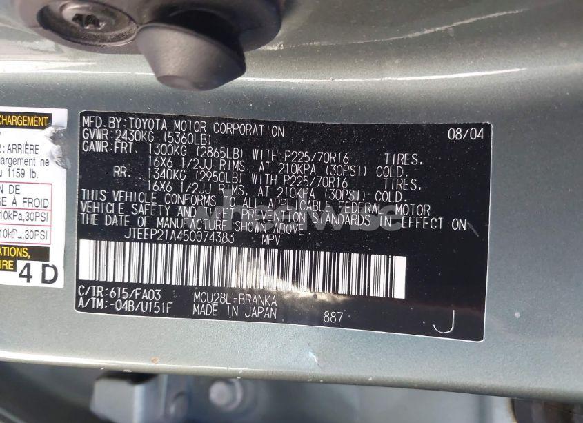 Photo 9 of 2005 Toyota Highlander V6 (VIN JTEEP21A450074383)