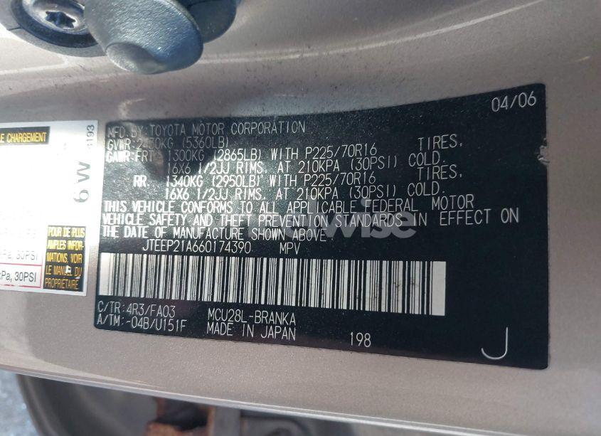 Photo 9 of 2006 Toyota Highlander V6 (VIN JTEEP21A660174390)