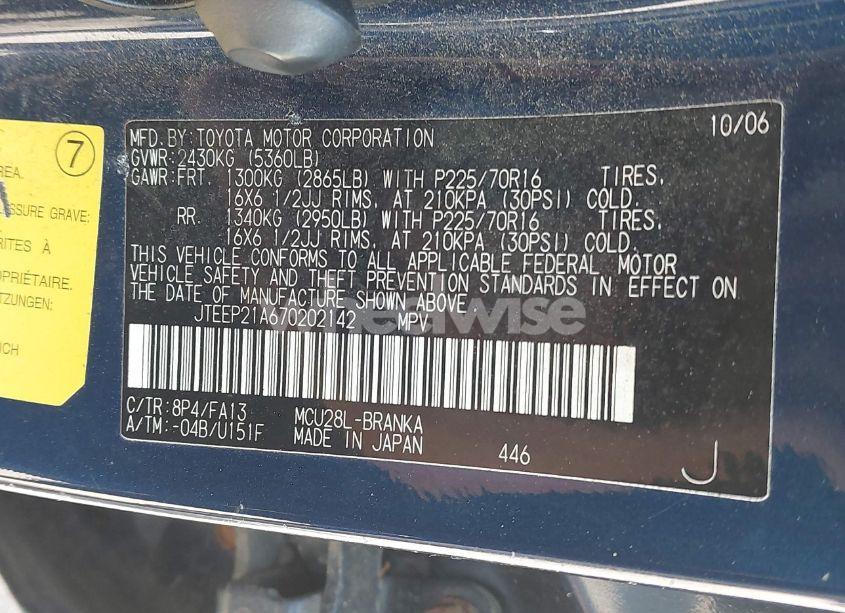 Photo 9 of 2007 Toyota Highlander V6 (VIN JTEEP21A670202142)