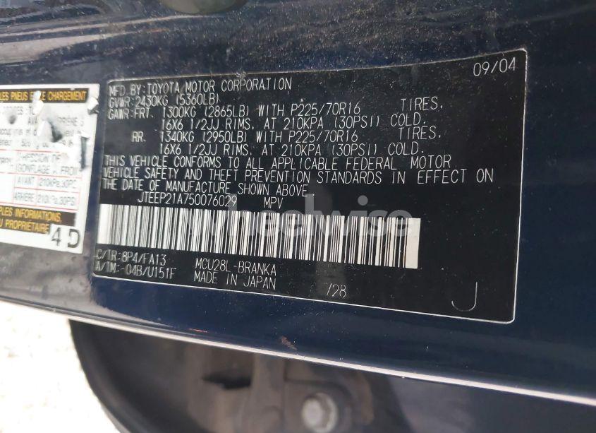 Photo 9 of 2005 Toyota Highlander LIMITED V6/V6 (VIN JTEEP21A750076029)