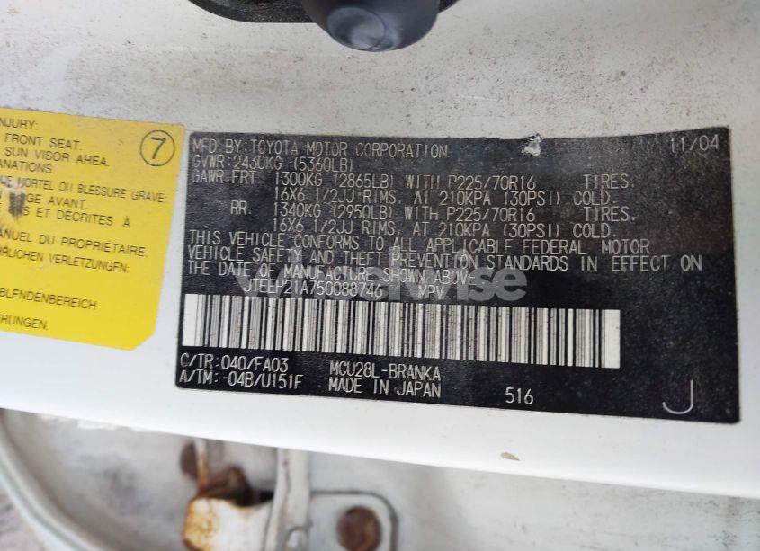 Photo 9 of 2005 Toyota Highlander V6 (VIN JTEEP21A750088746)