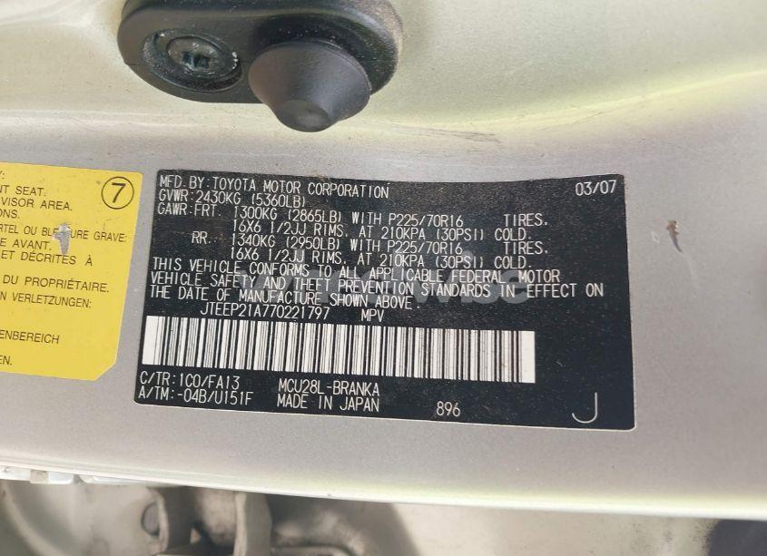 Photo 9 of 2007 Toyota Highlander V6 (VIN JTEEP21A770221797)