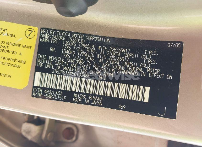 Photo 9 of 2005 Toyota Highlander LIMITED V6 (VIN JTEEP21AX50133484)