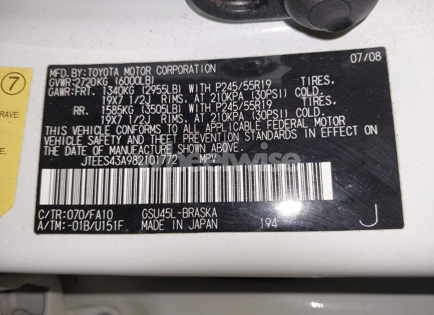 Photo 9 of 2008 Toyota Highlander SPORT (VIN JTEES43A982101772)