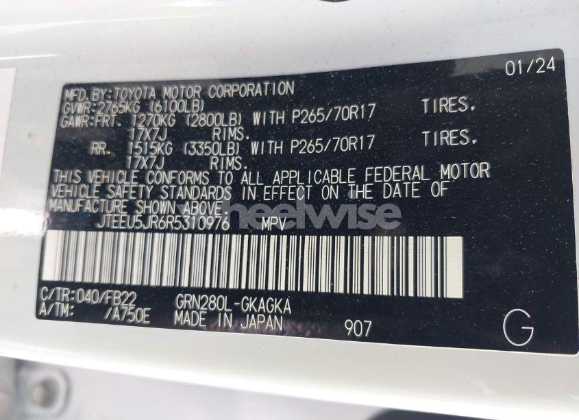 Photo 9 of 2024 Toyota 4runner SR5 (VIN JTEEU5JR6R5310976)