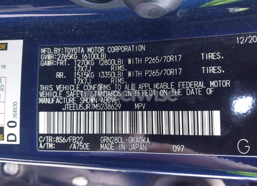 Photo 9 of 2021 Toyota 4runner SR5 (VIN JTEEU5JR7M5238629)