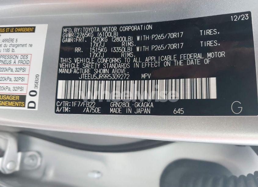 Photo 9 of 2024 Toyota 4runner SR5 (VIN JTEEU5JR9R5309272)