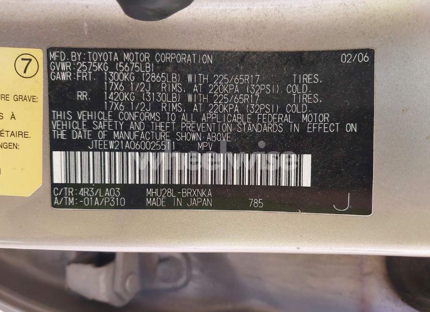 Photo 9 of 2006 Toyota Highlander HYBRID LIMITED V6 (VIN JTEEW21A060025511)