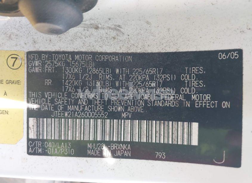 Photo 9 of 2006 Toyota Highlander HYBRID LIMITED V6 (VIN JTEEW21A260005552)