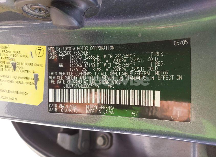 Photo 9 of 2006 Toyota Highlander HYBRID LIMITED V6 (VIN JTEEW21A460003236)