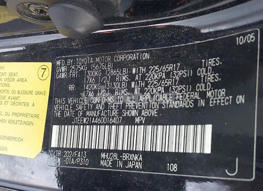 Photo 9 of 2006 Toyota Highlander HYBRID V6 (VIN JTEEW21A460016407)