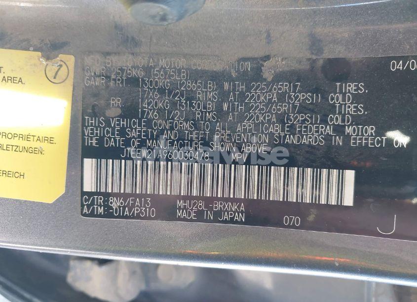 Photo 9 of 2006 Toyota Highlander HYBRID V6 (VIN JTEEW21A960030478)