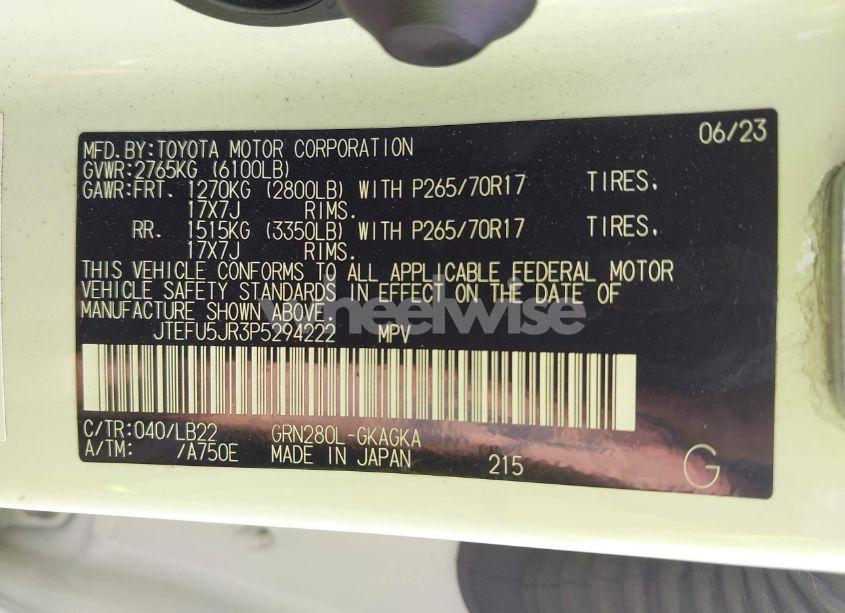 Photo 9 of 2023 Toyota 4runner SR5 PREMIUM (VIN JTEFU5JR3P5294222)