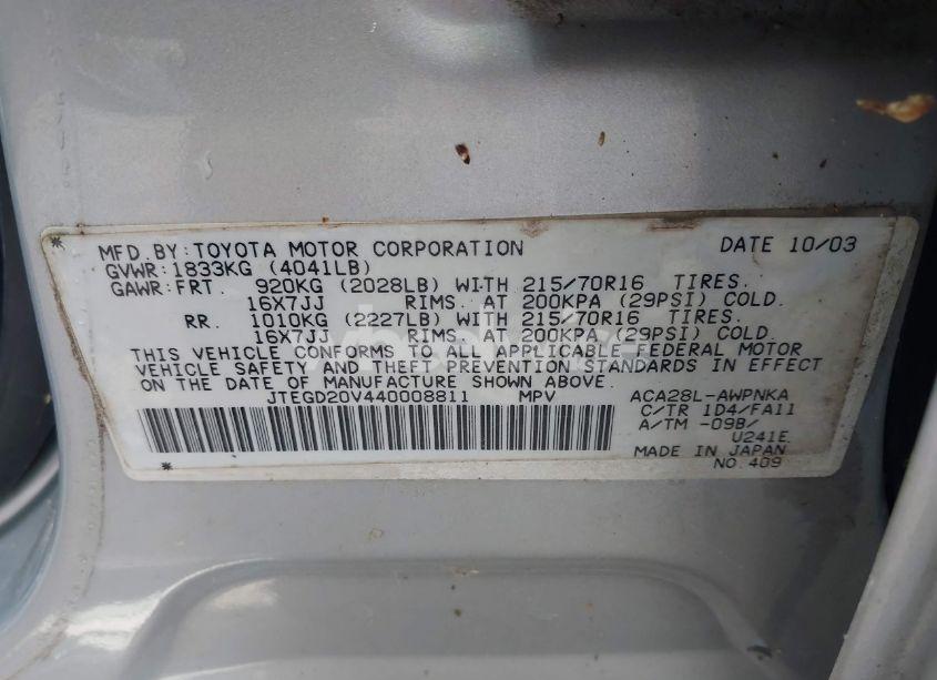 Photo 9 of 2004 Toyota Rav4 (VIN JTEGD20V440008811)